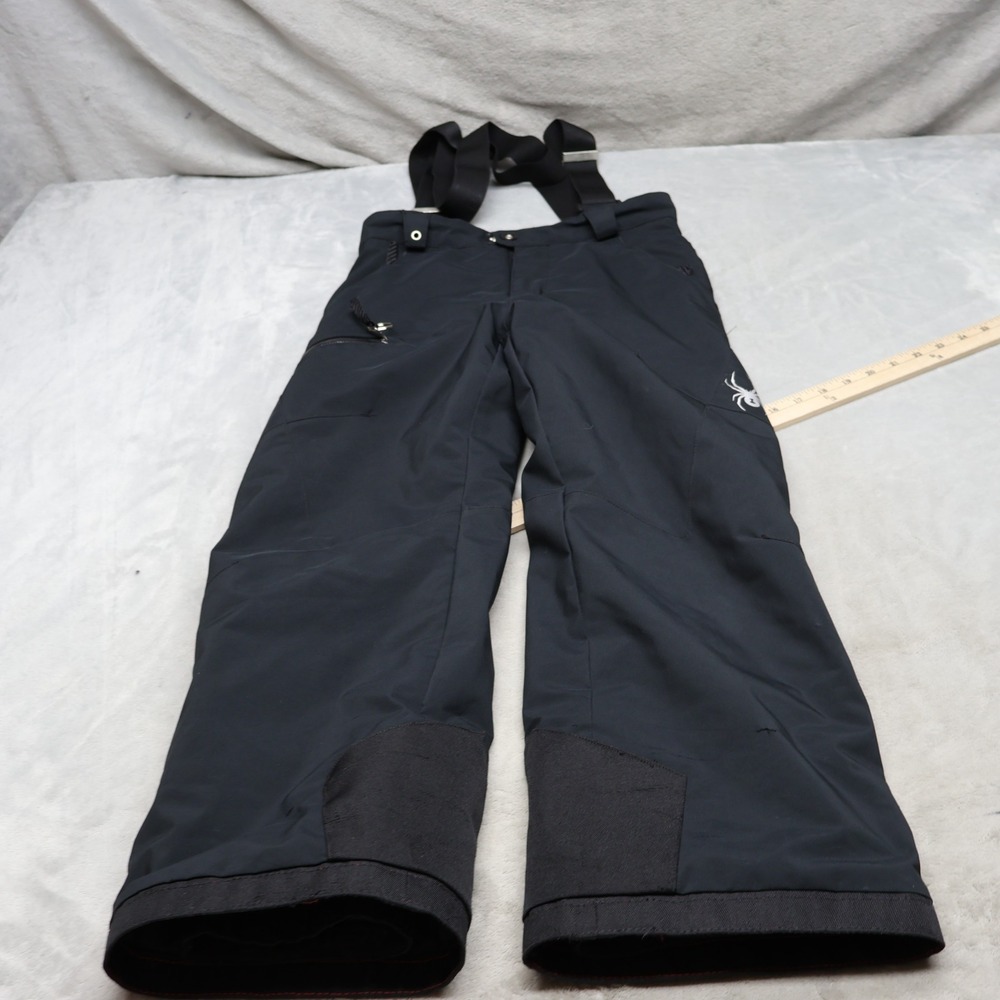 Spyder Snow Bib Pants Kids 10 Black Propulsion Suspenders Ski Outdoor 26x25